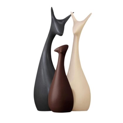 Home Décor Lucky Deer Family Set | Piano Finish Ceramic Figures - (Set of 3)